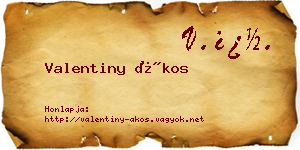 Valentiny Ákos névjegykártya